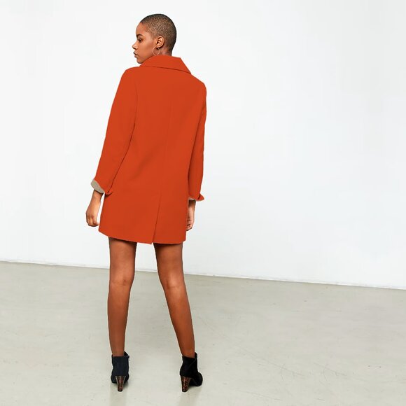 NEW! ETAM Paris manteau de petit ami in Rust Orange colour- Size S - Picture 5 of 16